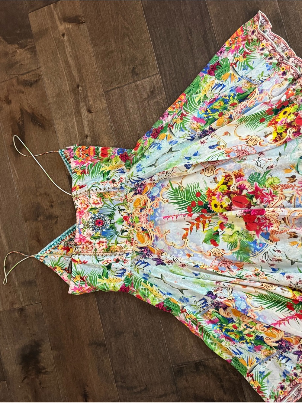 Camilla Multicolor Floral Spaghetti-Strap Dress - Picture 3 of 9
